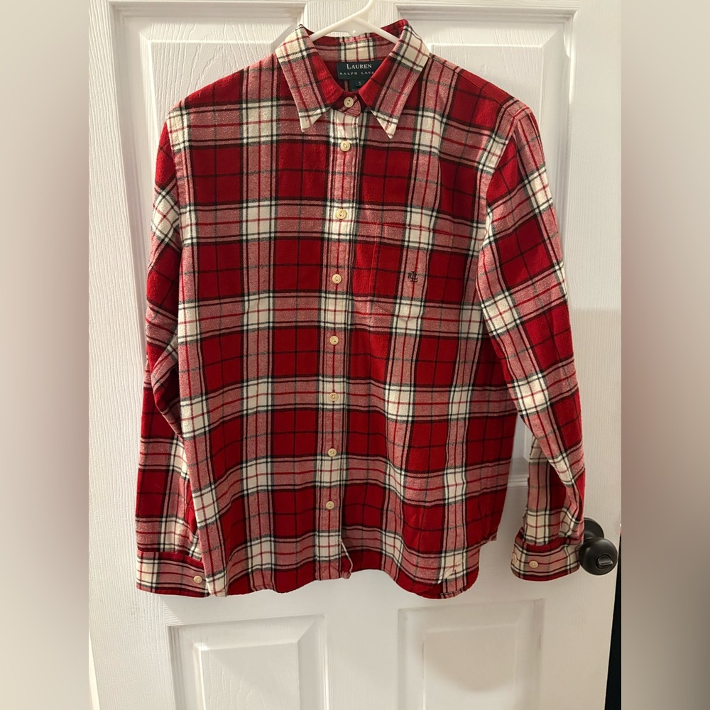 Vintage Ralph Lauren Red and White Plaid Button Down Shirt